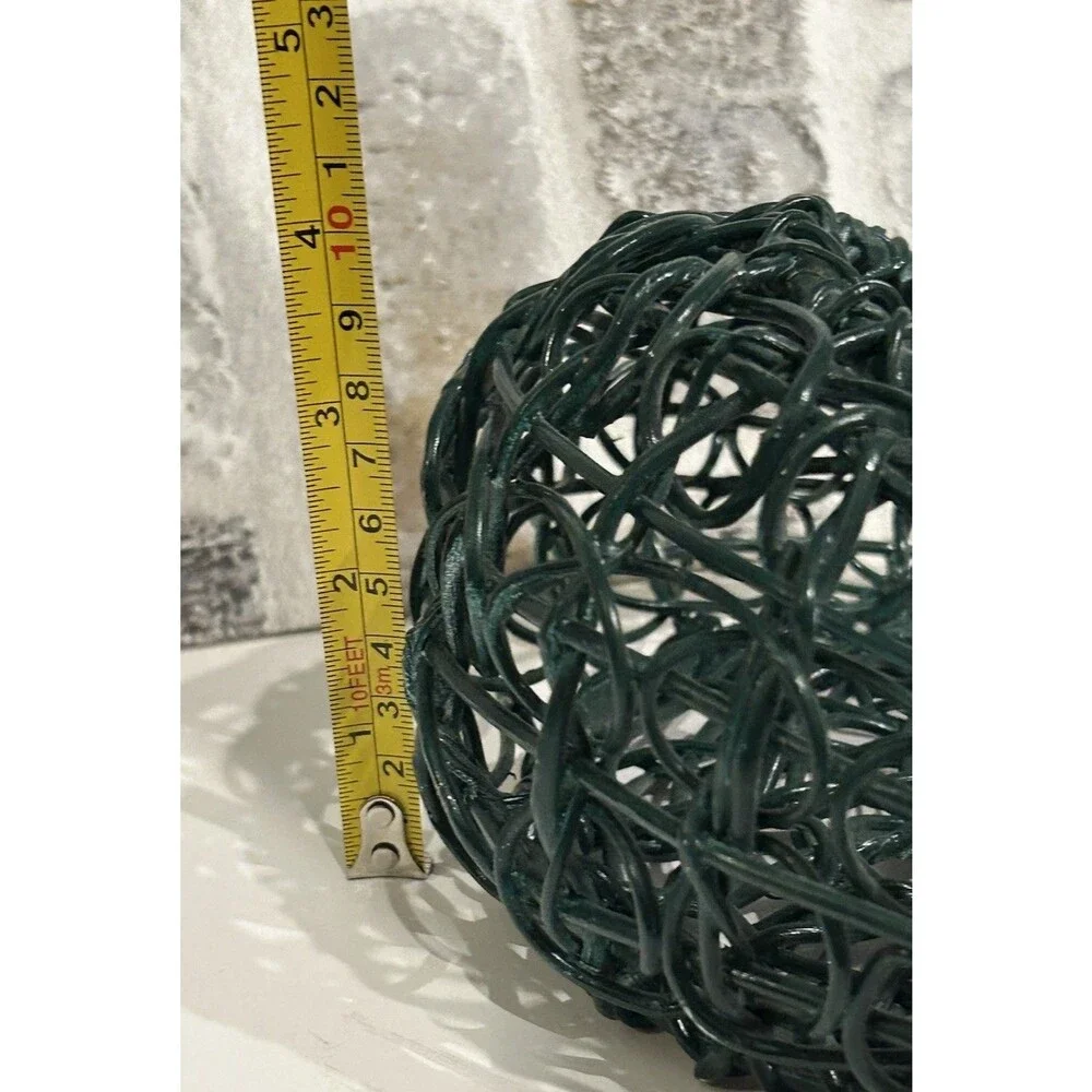 Vintage Dark Green Open-weave Vine Wall Pocket Basket Wicker Hanging Boho
